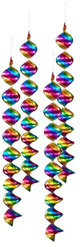 Boland 42047 - Rotorspiralen Bunt, 4 Stück, Größe 5 x 60 cm, Mehrfarbig, Regenbogen, Hängedekoration, Dekoration, Girlande, Mottoparty, Geburtstag, Karneval, Gartenparty, Disco