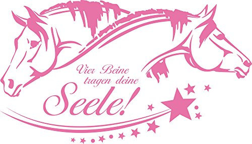 GRAZDesign Wandtattoo Pferde Wohnzimmer Sprüche Vier Beine tragen deine Seele, Wandaufkleber Kinderzimmer - 100x57cm / 045 hellrosa