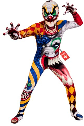 Morphsuits, Clown Costume Kids, Kids Halloween Costume, L | White Clown Morphsuit Included, Four-Way Stretch, Perfect for Halloween, Fun for Fancy Dress