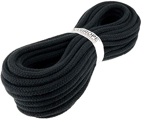 Kanirope® Corde Cordage en Coton COBRAID 9mm 10m tressée Noir