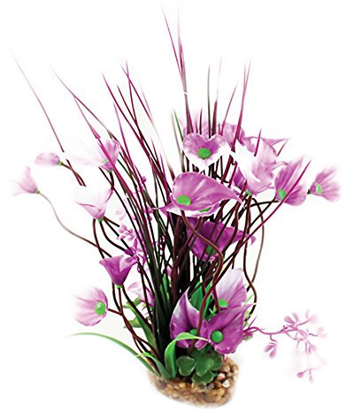 Aqua One Vibrance Villarsia/Hygrophila with Gravel Base Aquarium Plant, Medium, Purple