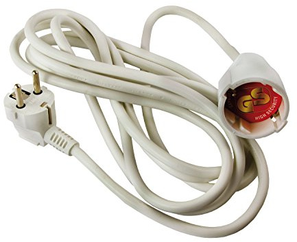 Arcas 93700005 - Verlängerungskabel mit Kinderschutz, Kabellänge ca. 5 m, in weiß, Anschlussleistung 3500 Watt, Spannung 230 Volt, für Haushaltsgeräte und elektronische Geräte im Innenbereich