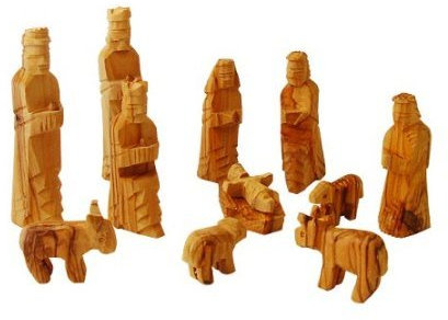 Carver 's Art, LLC groß oliv Holz Krippe 12 PCS mit 3D-Tiere