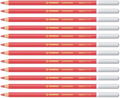 STABILO CarbOthello - Chalk-Pastel Pencil | Pack of 12 - Carmine Red Middle
