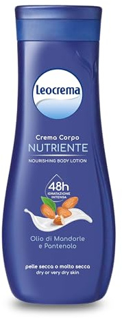 Leocrema Crema Corpo Nutriente, per Pelli Secche e Disidratate, con Olio di Mandorle e Pantenolo, Crema Corpo Idratazione per 48 ore, 400ml
