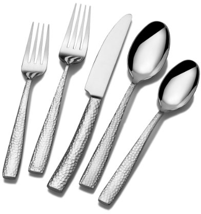 Towle Living Texture Besteck-Set aus geschmiedetem Edelstahl, 42-teilig