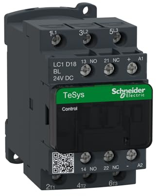 Schneider Electric, TeSys D contactor - 3P(3 NO) - AC-3 - <= 440 V 18 A - 24 V DC coil, LC1D18BL
