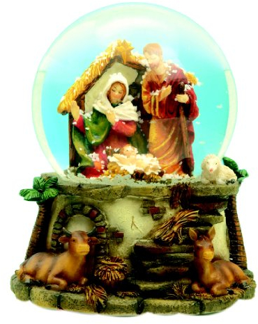 Krippenszene in einer Schneekugel