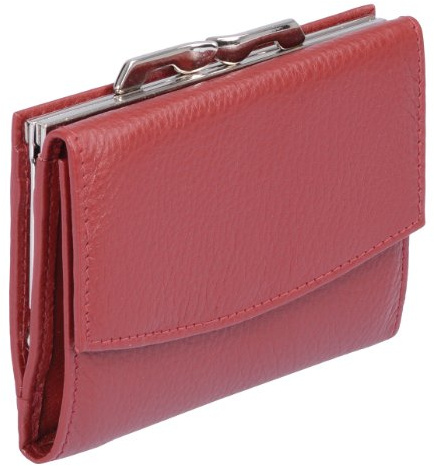 Damenknipsbörse BASIC in Echt-Leder, cherry, 13x9x2,5cm