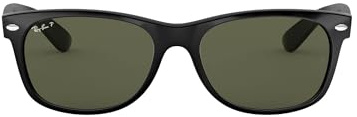 Ray-Ban Unisex RB2132 New Wayfarer Polarized Square Sunglasses, Black/Polarized Green, 58 mm
