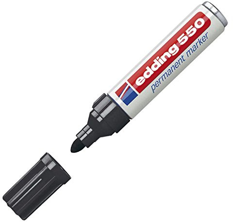 edding 550 Permanent Marker - Black - 1 Pen - Round Tip 3-4 mm - Waterproof, Quick-Drying, Smear-Proof Pens - for Cardboard, Plastic, Wood, Metal, Glass and Fabric