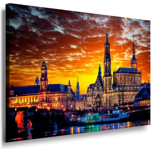 fotoleinwand24 Dresden Wandbild XXL Bild -100x70cm k. Poster ! Bild fertig auf Keilrahmen ! Pop Art Bilder Wandbilder, Kunstdrucke und Gemälde/Bilder zur Dekoration - Deko