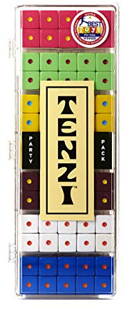 TENZI Party Pack Dice Game - A Fun, Fast Frenzy for The Whole Family - 6 Sets of 10 Colored Dice with Storage Case - Colors May Vary