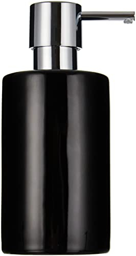 Spirella Seifenspender Tube | mit Edelstahlpumpe | Flüssigseifen-Spender | Porzellan | 300ml | Langliebig und Robust | Schwarz