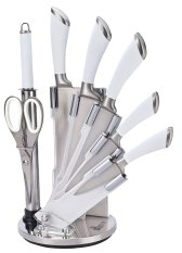 Royalty Line Switzerland - Set di coltelli in acciaio INOX con ceppo, 8 pezzi White II