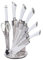 Royalty Line Switzerland - Set di coltelli in acciaio INOX con ceppo, 8 pezzi White II