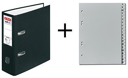Herlitz Ordner + Ordner Register / DIN A5 / 80mm breit / Farbe: schwarz