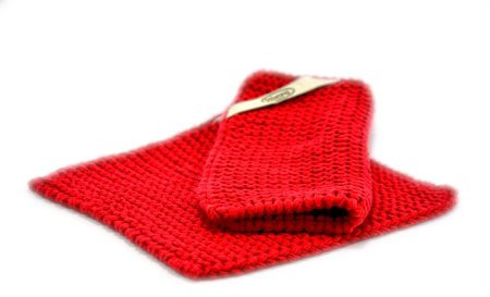 Solwang Topflappen gestrickt Rot dunkel