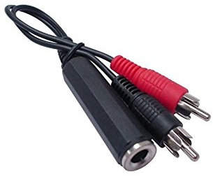 Cordon adaptateur jack 6,35 Femelle vers 2 RCA Male 10cm