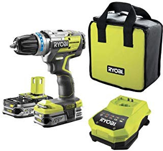 Ryobi One+ Brushless R18PDBL - Taladro percutor sin escobillas de 18V One con 2 baterías de 2,5 Ah e inlcuye cargador y maletín