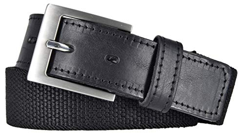 Bovino by Bernd Götz Herren Leder Gürtel 35 mm breit schwarz Stretchgürtel mit Lederapplikation (105 cm)