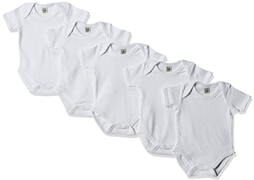 Care Body SS (5-pack), Body Maniche Corte Unisex - Bimbi 0-24, Bianco White (100), 3-6 mesi