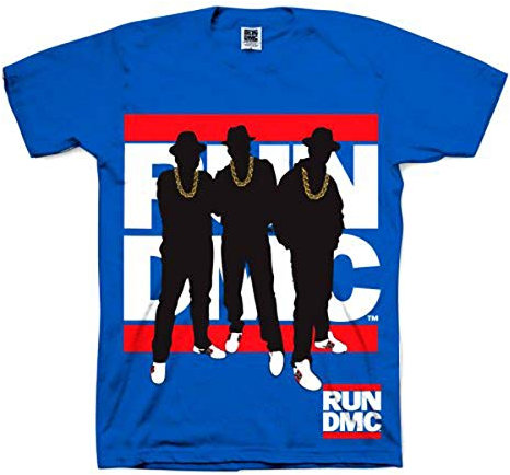Run DMC Men's Silhouette Short Sleeve T-Shirt, Blue, Small