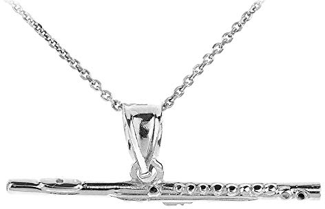 Petits Merveilles D'amour Halskette mit Anhänger 925 Silber feine Musikflöte (Lieferung mit einer 45 cm Kette), Sterling Silber, Ohne Stein