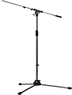 K&M 21090 Pied de micro Noir Acier chromé, bras pivotant, extensible jusqu'à 74,5 cm - 90-160 cm - raccord fileté 3/8