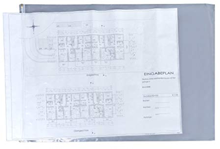 Original Böck Planschutzhüllen (900 x 1280 mm) Din A0 – 10 Stück | Transparente Schutzhüllen mit Reißverschluss | Wasserfest, reißfest, beschreibbar | Schutzfolie für Baupläne & Dokumente
