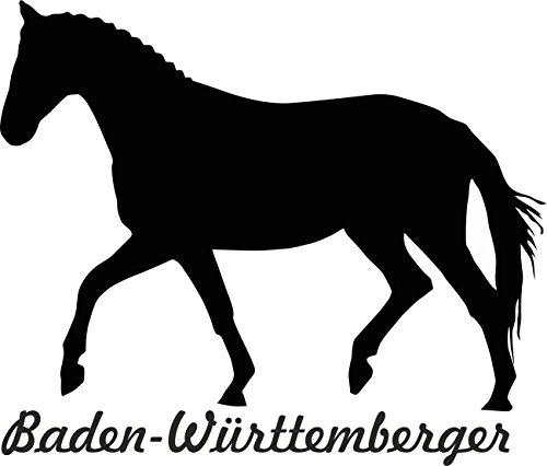 2x Auto Aufkleber  BADEN-WÜRTTEMBERGER  Pferd 2x Car Sticker Konturgeschnitten (ca. 11x9 cm) (Schwarz)