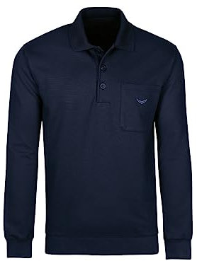 TRIGEMA Herren Langarm Polo aus Sweat-Qualität,Navy,3XL