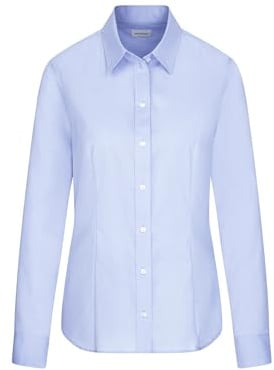 Seidensticker Damen Women Regular Longsleeve Cotton Bluse, Hellblau(080604), 42 EU