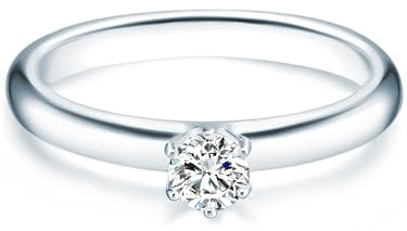 Trilani Damen Ring 925/- Sterling Silber | rhodiniert, Solitärring, Zirkonia, weiß, Brillantschliff