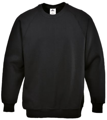 Portwest B300 Sweatshirt Polyester Doppelnähte 1 Taschen Rundhalsausschnitt | Schwarz, M, UPF 50+, Unisex, 35% Baumwolle, Professionelle Küche, Langarm, Strapazierfähig, Maschinenwaschbar