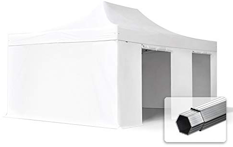 TOOLPORT ALU Pavillon Faltpavillon 4x6m ohne Fenster robust und wasserdicht Professional 50mm Partyzelt weiß schwer entflammbar