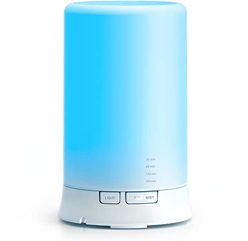 The Body Source 100ml Ultraschall Aroma Diffuser - Luftbefeuchter mit 7 Farben LED Licht und Timer - Elektrische Duftlampe für ätherische Öle - Aromatherapie für Zuhause, Büro, Spa