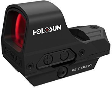 Holosun HS510C Offenes Reflex Rotpunktvisier, wechselbares 2MOA Red dot/65 MOA Ring Kreis Absehen, Solarzelle, Picatinny Schiene, für Jagd, Sportschießen, Softair, Open refl… - 70127430