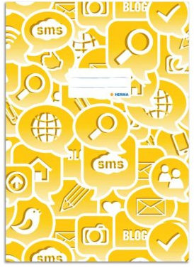 HERMA Heftschoner ´Social Icons´, DIN A4, aus PP, gelb