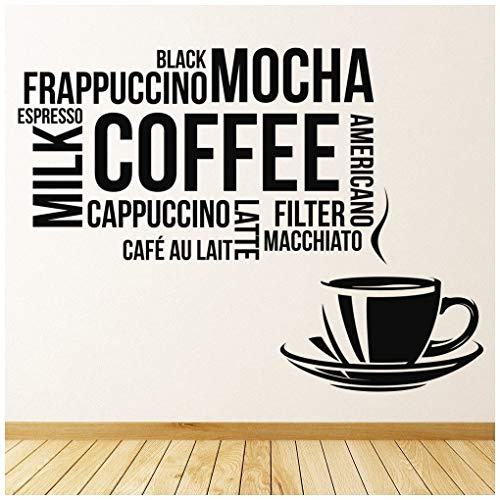 azutura Coffee Types Food Drink Quote Wall Sticker available in 5 Sizes and 25 Colours Leather Brown