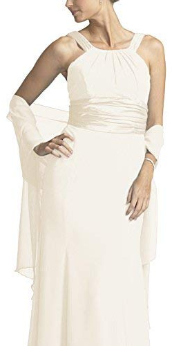 Flora Chiffon Bridal Bridesmaid Shawl Prom Wrap Draping Stole,90 L (IVORY)