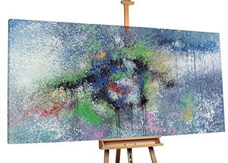 KunstLoft® XXL Gemälde 'Aroma of Dawn' 200x100cm | original handgemalte Bilder | Abstrakt Grün Grau | Leinwand-Bild Ölgemälde einteilig groß | Modernes Kunst Ölbild