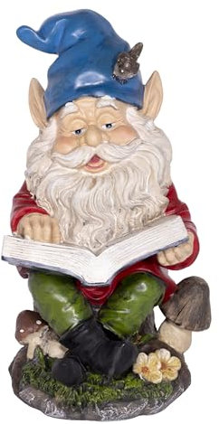 Alpine Corporation Nain de Jardin extérieur lisant Un Livre Statue de Cour 34 cm de Haut