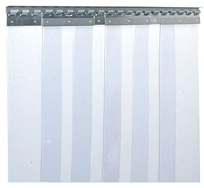 PVC-Streifenvorhang Industrie-Streifenvorhang 3x300mm, BxH 1,25x2,00m, transparent, komplett vormontiert, verzinkt, wetterfest, spritzwassergeschützt