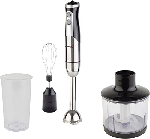 Korona 23710 Edelstahl Stabmixer Set - Inklusive Pürierstab, Aufsatz zum Zerkleinern Schneebesen, etc. - Äußerst leistungsstark, Schwarz