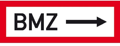 Indigos UG Aufkleber BMZ rechtsweisend -> Hinweisschild Brandschutz 59,4x21 cm - selbstklebender Sicherheits Aufkleber für Tür oder Wand - Warnschild für Gebäude, Hotel, Büro, Firma, Haus, Praxis