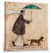 1art1 Sam Toft Poster Gassi Mit Dackel Bilder Leinwand-Bild Auf Keilrahmen | XXL-Wandbild Poster Kunstdruck Als Leinwandbild 40x40 cm