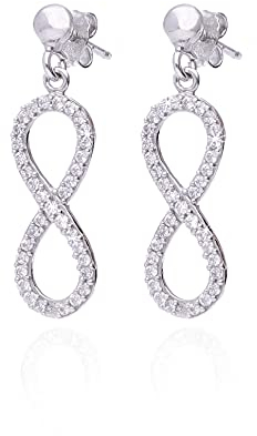 Ohrstecker Ohrhänger Infinity Unendlichkeitszeichen Unendlich Ohrringe 925 Silber mit Zirkonia Steinen