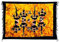 Kascha Sarong Pareo Wickelrock Strandtuch Tuch Wickeltuch Handtuch - Blickdicht - ca. 170cm x 110cm - Orange Schwarz Batik mit Gecko Motiv Handgefertigt inkl. Kokos Schnalle in Rauteform