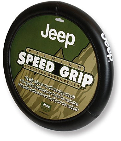 Jeep Plasticolor 006478R01 Logo Speed Grip Steering Wheel Cover for Car, Truck or SUV, black